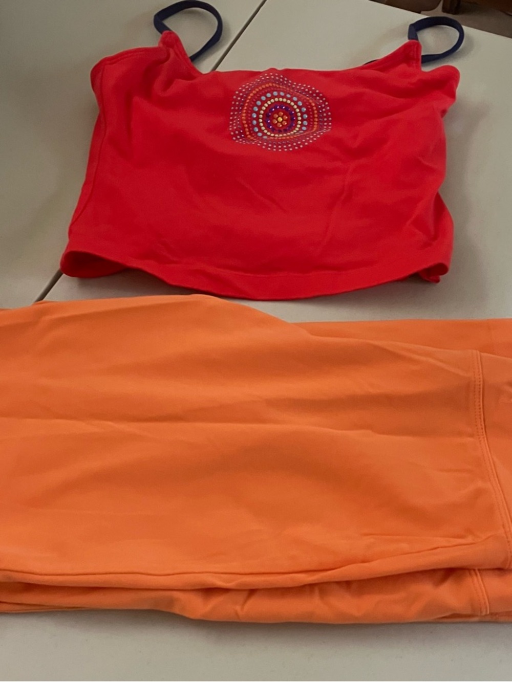Cynthia Rowley Red and Orange Athletic Bikini Top-S and Orange yoga pants -M